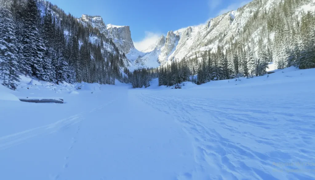Frozne Dream Lake in Rocky Mountain National Park